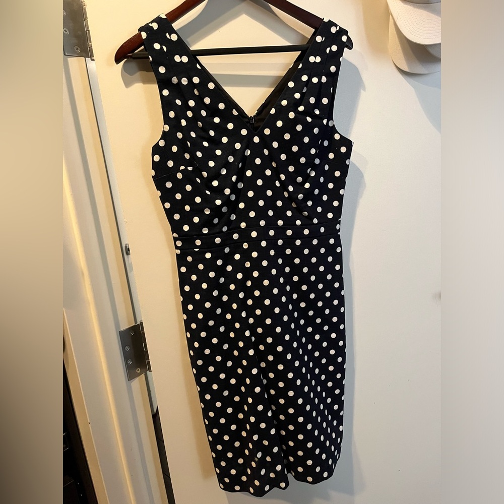 JCrew Size 4 navy polka dot dress